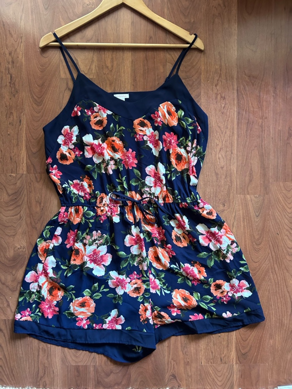 Xhilaration Navy Floral Romper Size XL